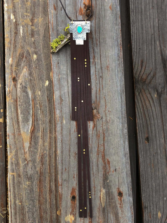 Eva - Canyon Silhouette Turquoise + Silver Bolo - Chocolate Brown Wind + The Wanderer, LLC