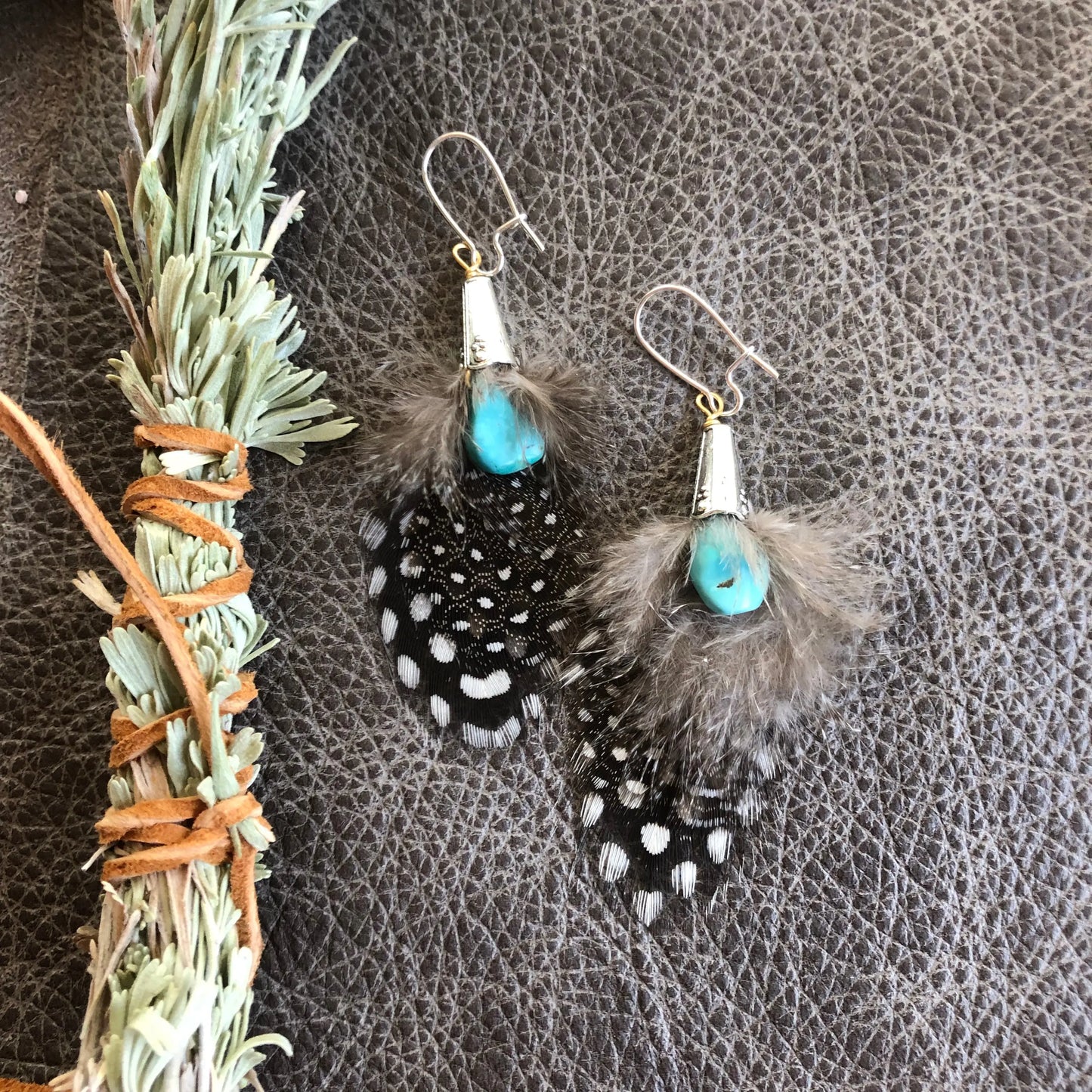 Feathers + Turquoise Earrings Wind + The Wanderer, LLC