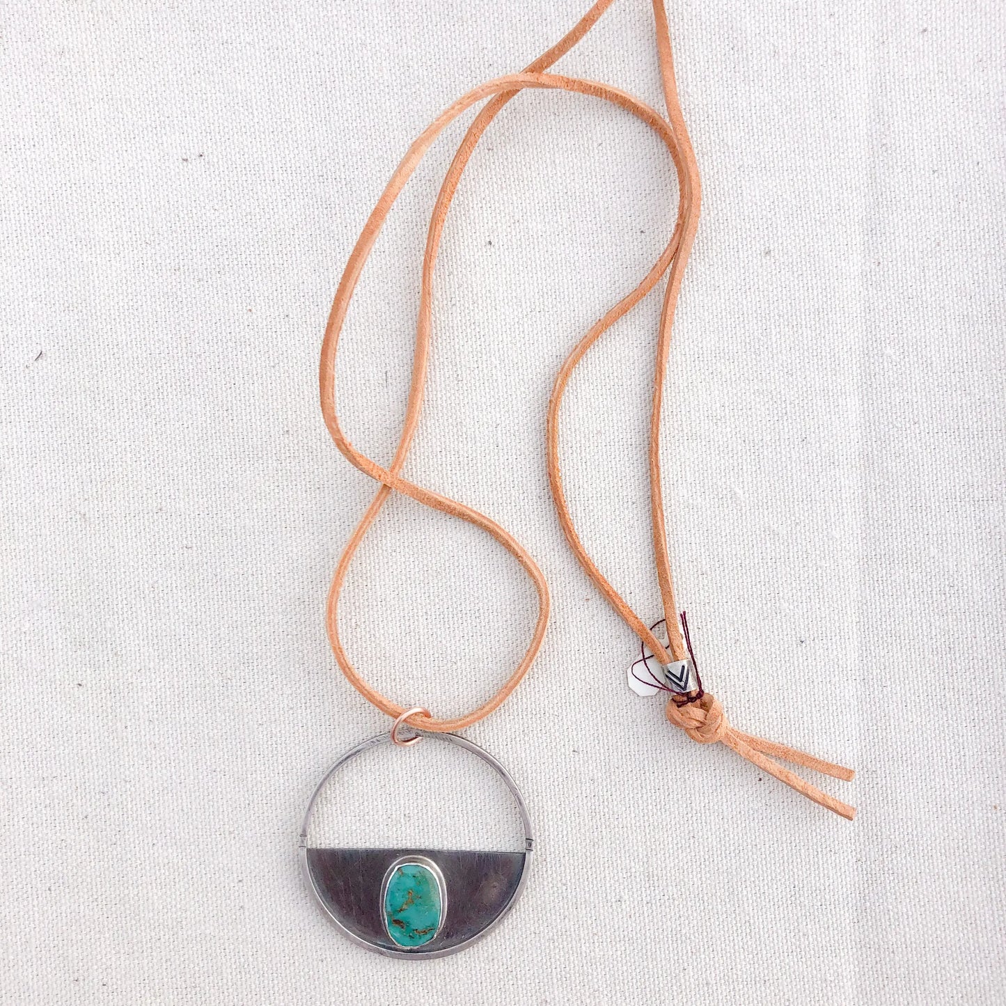 Harvest Moon Turquoise + Silver Leather Necklace Wind + The Wanderer, LLC