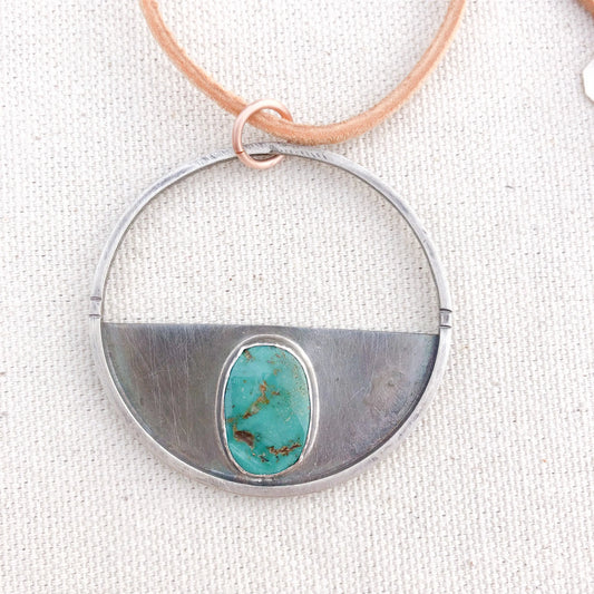 Harvest Moon Turquoise + Silver Leather Necklace Wind + The Wanderer, LLC